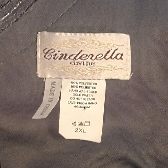 NWT CINDERELLA DIVINE #7258 CHARCOAL GRAY CHIFFON WOMENS EVENING GOWN SZ 2X NEW - Picture 8 of 9